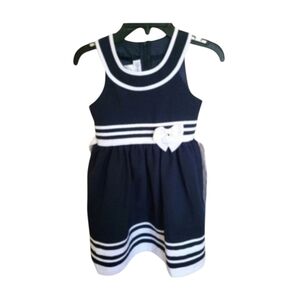 Bonnie Jean Exclusive Blue White Striped Sleeveless Bow Dress Size 6X Girls